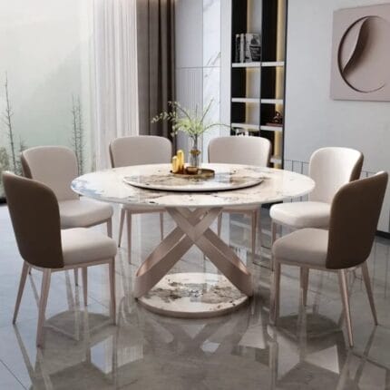 Aurora Abstract Marble Dining Set (6-seater)