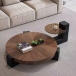 Modern Dual-Layer Coffee Table Set – Wood & Tempered Glass