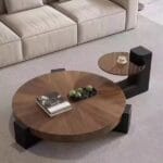 Modern Dual-Layer Coffee Table Set – Wood & Tempered Glass