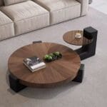 Modern Dual-Layer Coffee Table Set – Wood & Tempered Glass