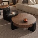 Modern Dual-Layer Coffee Table Set – Wood & Tempered Glass