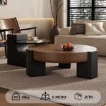 Modern Dual-Layer Coffee Table Set – Wood & Tempered Glass
