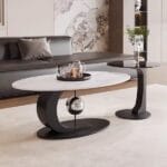 Modern Sculptural Coffee Table Set – Marble & Glass