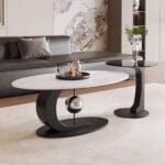 Modern Sculptural Coffee Table Set – Marble & Glass
