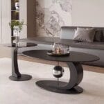 Modern Sculptural Coffee Table Set – Marble & Glass
